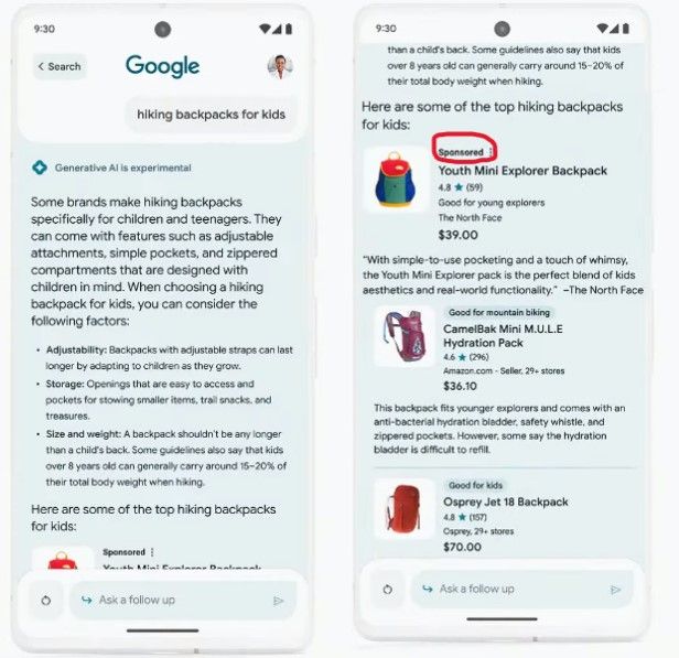 Ads in Google SGE