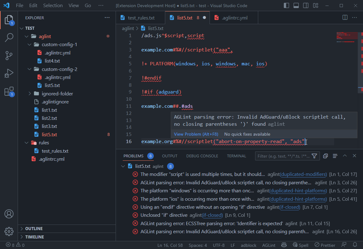 Adblock VS Code plugin