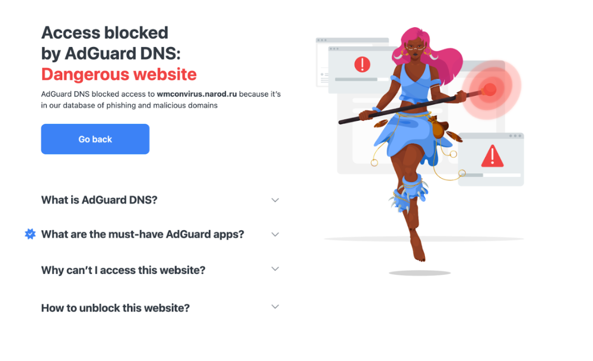 Phishing warning