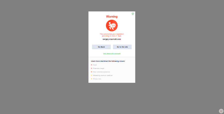 Browsing Security warning
